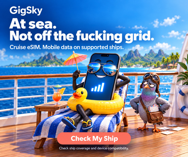 At Sea. Not off the fucking grid.  GigSky Check my Ship